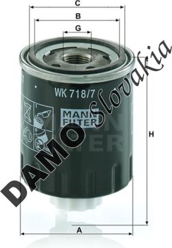 Palivový filter MANN FILTER WK 718/7