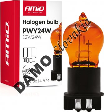 AMIO Halogénová žiarovka PWY24W WP3.3x14.5-4 Amber 12V 24W
