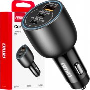 AMIO Nabíjačka do auta 2x USB C port + USB A port 12/24V 100W