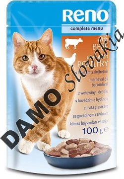 RENO kapsička hovädzie, hydina pre mačky - 100g