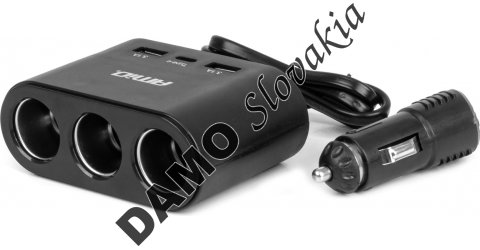 AMIO Predlžovacia zásuvka 2x USB-A 1x USB-C 12/24V 120W 70cm