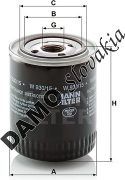 Olejový filter MANN FILTER W 930/15