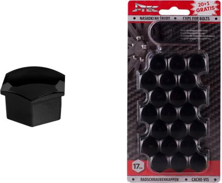 AMIO sada krytiek pre skrutky kolies 17 mm - čierne