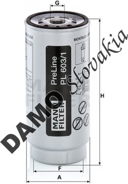 Palivový filter MANN FILTER PL 603/1 x