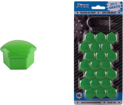 AMIO sada krytiek pre skrutky kolies 19 mm - zelené