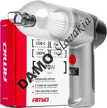 AMIO Bezdrôtový vysávač do auta HEPA 70W