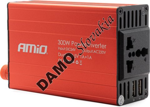 AMIO menič napätia 24V/220V 300W/600W 2xUSB PI04