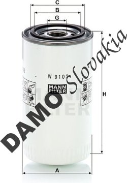 Olejový filter MANN FILTER W 9102