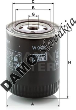 Olejový filter MANN FILTER W 930/7