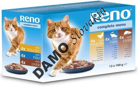 RENO kapsička hydina, ryba, pečeň pre mačky - 12x100g