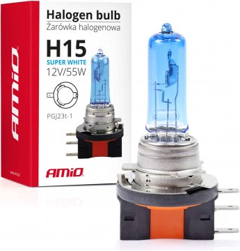 AMIO 12V/55W H15 PGJ23t-1 SuperWhite