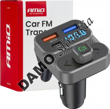 AMIO FM transmitter 2×USB-A 1×USB 12V 24V