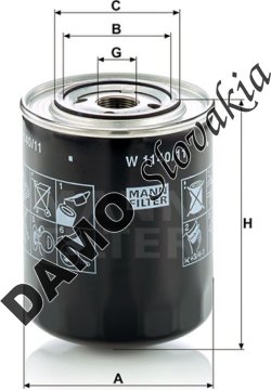 Olejový filter MANN FILTER W 1140/11