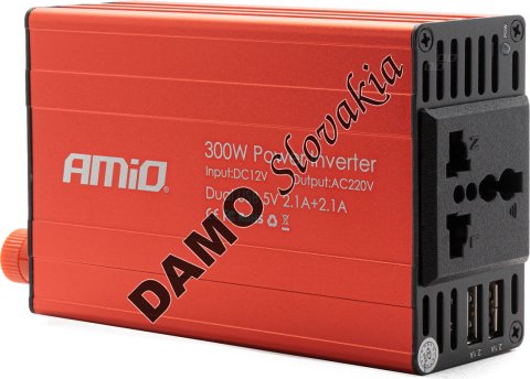 AMIO menič napätia 12V/220V 300W/600W 2xUSB PI03