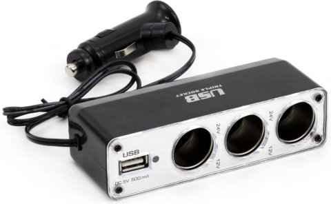 AMIO roztrojka autozapaľovača + USB V1