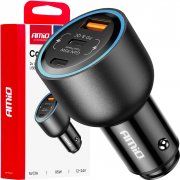 AMIO Nabíjačka do auta 2x USB C port + USB A port 12/24V 95W