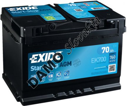 EXIDE AGM 12V 70Ah 760A,  EK700
