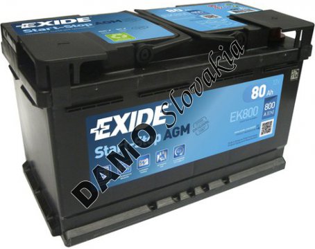 EXIDE AGM 12V 80Ah 800A, EK800
