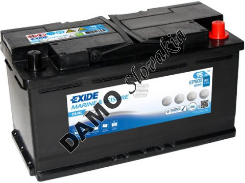 EXIDE DUAL AGM 12V 95Ah  800Wh, EP800