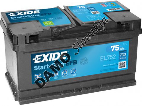 EXIDE ECM 12V 75Ah 730A, EL752
