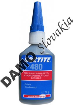 Loctite 480 50g - sekundové lepidlo, tvrdené, čierne, pomalé