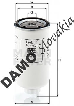 Palivový filter MANN FILTER PL 150/1