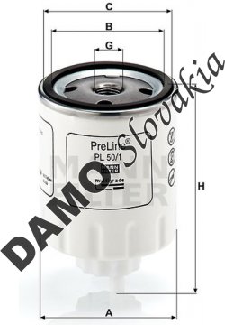 Palivový filter MANN FILTER PL 50/1