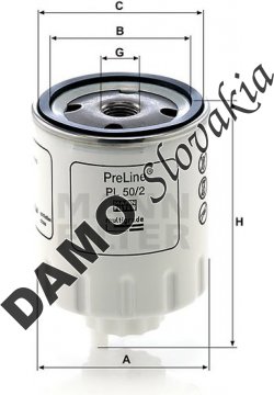 Palivový filter MANN FILTER PL 50/2