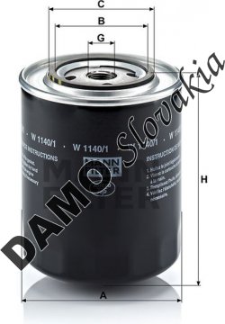 Olejový filter MANN FILTER W 1140/1