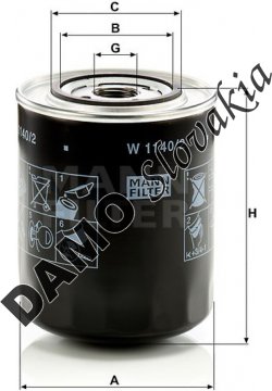 Olejový filter MANN FILTER W 1140/2