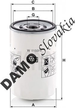 Olejový filter MANN FILTER W 1150/9