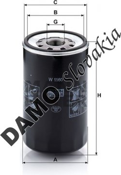 Olejový filter MANN FILTER W 1160