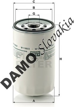 Olejový filter MANN FILTER W 1160/2