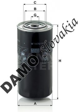 Olejový filter MANN FILTER W 1170/16