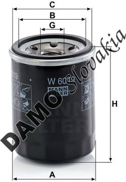 Olejový filter MANN FILTER W 6019