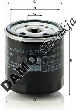 Olejový filter MANN FILTER W 712/20