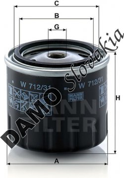 Olejový filter MANN FILTER W 712/31
