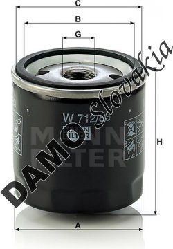 Olejový filter MANN FILTER W 712/83