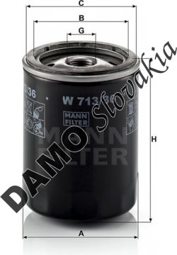 Olejový filter MANN FILTER W 713/36