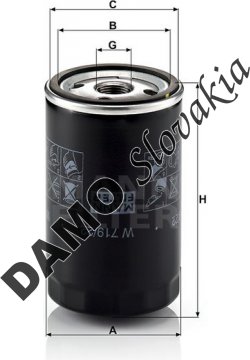 Olejový filter MANN FILTER W 719/22