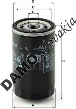 Olejový filter MANN FILTER W 719/37