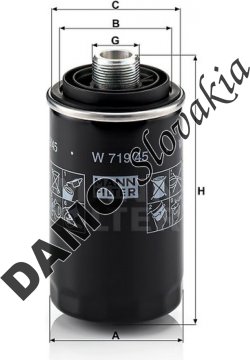 Olejový filter MANN FILTER W 719/45