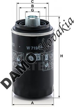 Olejový filter MANN FILTER W 719/53