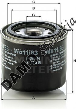 Olejový filter MANN FILTER W 811/83