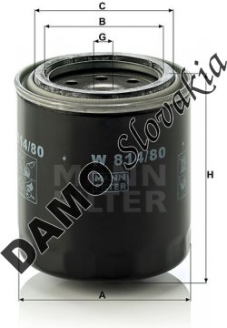 Olejový filter MANN FILTER W 814/80