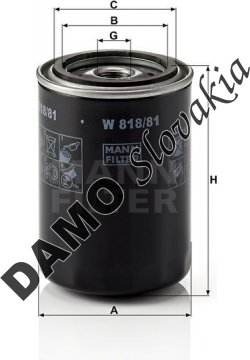 Olejový filter MANN FILTER W 818/81
