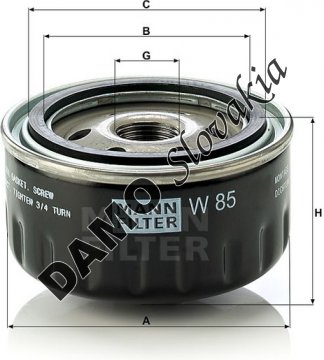 Olejový filter MANN FILTER W 85