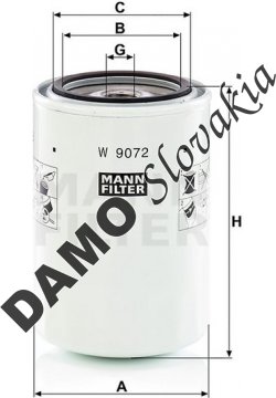 Olejový filter MANN FILTER W 9072