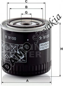 Olejový filter MANN FILTER W 9100