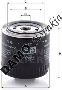 Olejový filter MANN FILTER W 920